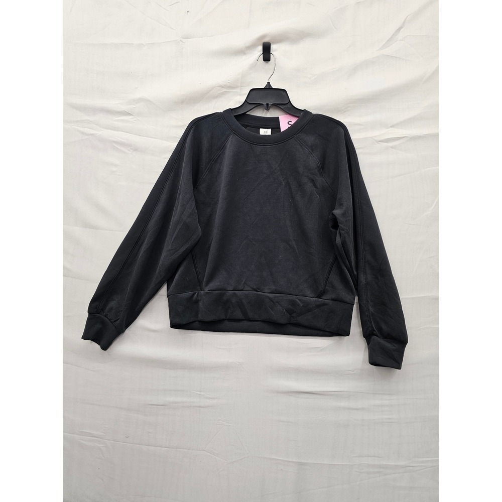Member's Mark Womens Sandwash Crewneck Pullover Black Polyester Blend Size Small